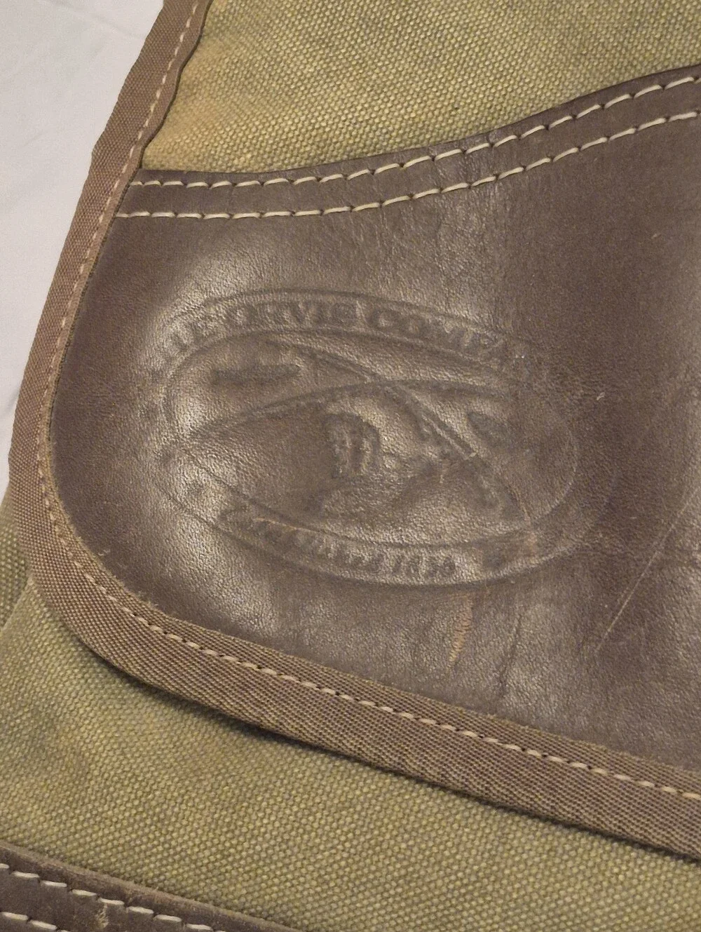 Vintage Orvis Canvas and Leather Messenger Bag, Green And Brown